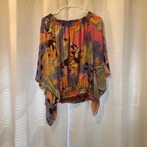 Multi Colored Floral Off the Shoulder top